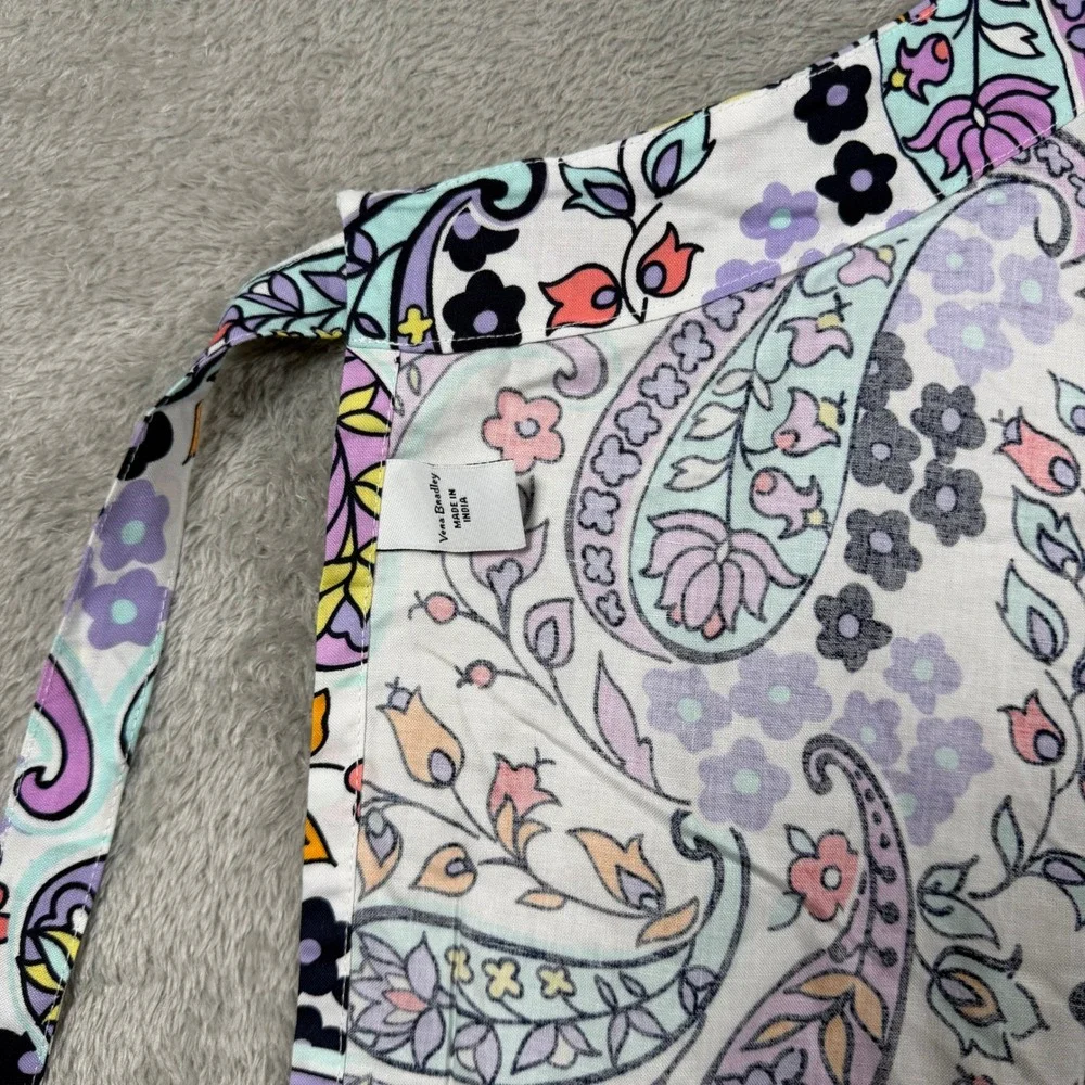 Vera Bradley Apron Women OS Purple Paisley Floral Cotton Adjustable Neck Tie